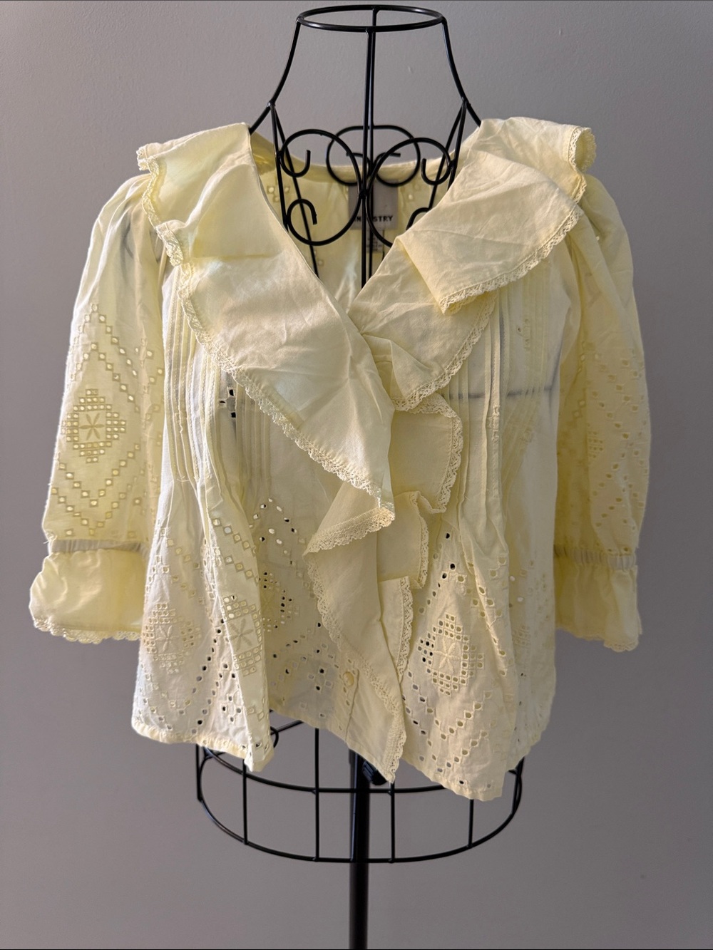 Light Yellow Ruffled Eyelet Blouse